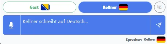 ClearTalk mobile Eingabeleiste mit Gast und Kellner Umschaltung